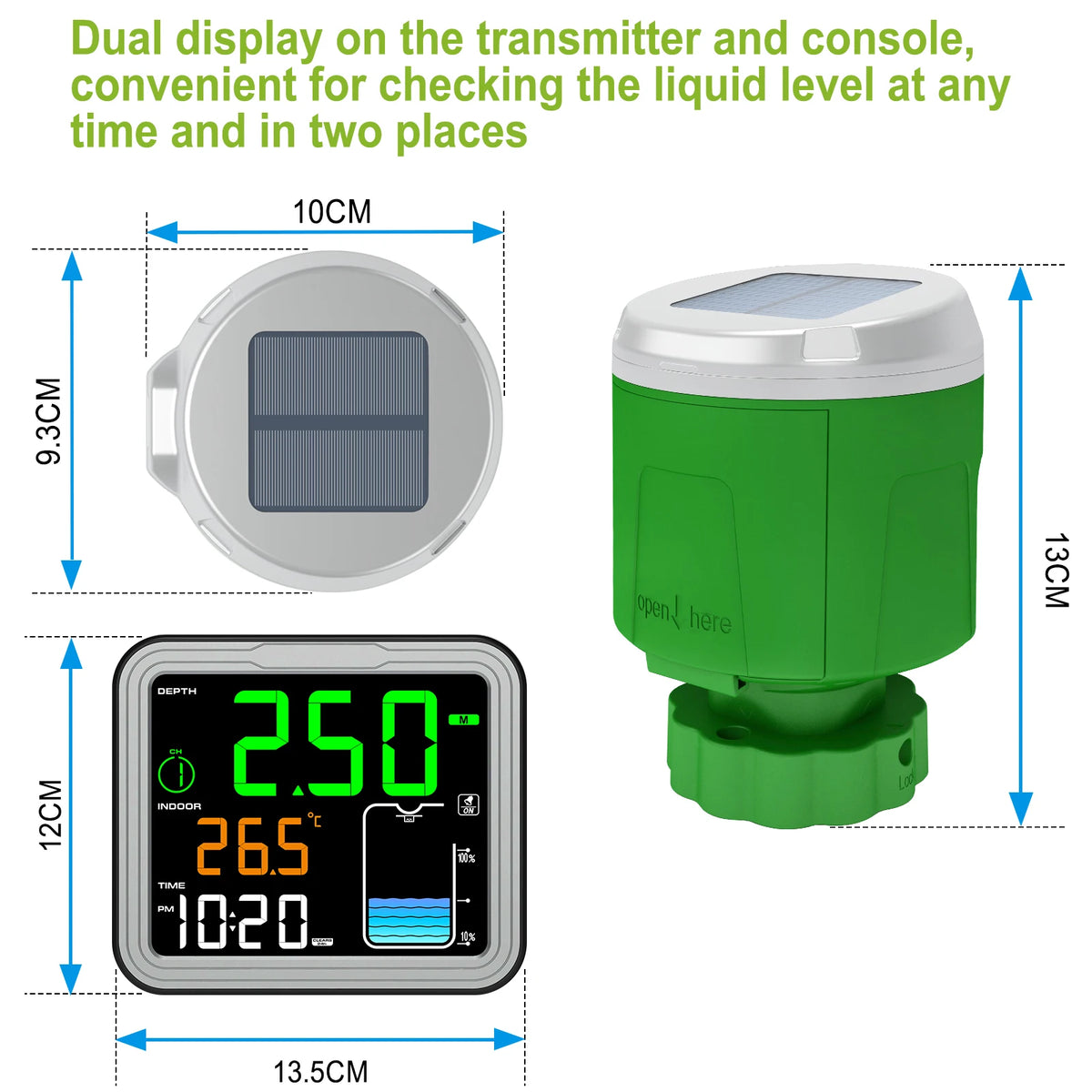 8in1 Wireless Tank Level Monitor with Alarm & LCD Display