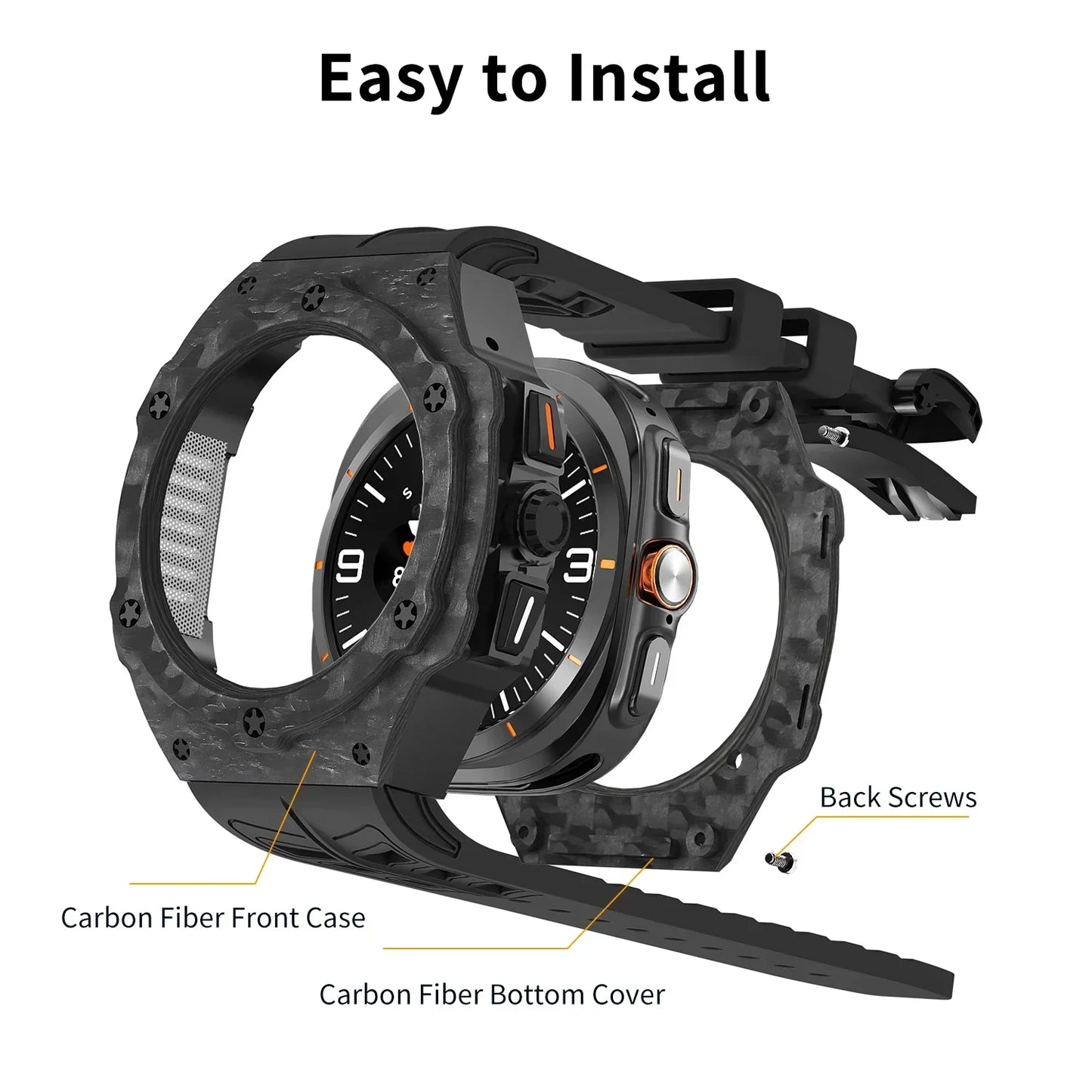 Heavy Duty Carbon Fiber Case Green Rubber Band