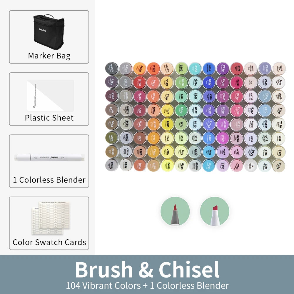 104 Colors Alcohol Art Marker Set Dual Tip
