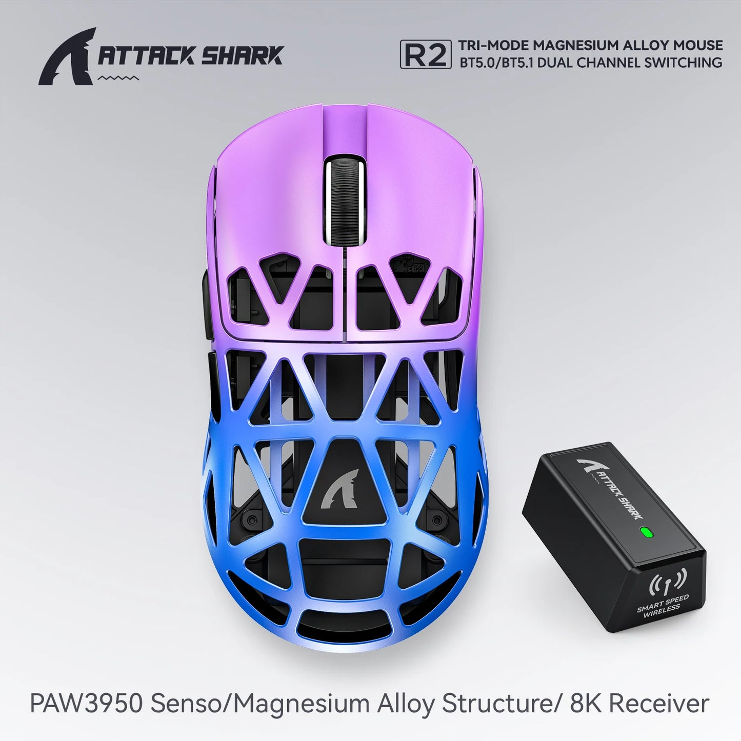 Magnesium Alloy RGB Gaming Mouse 42K DPI Purple