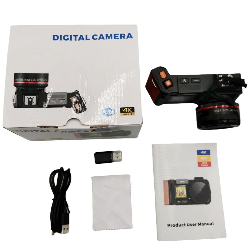 Digital Camera 4K 70MP Dual Screen 50X Zoom Autofocus