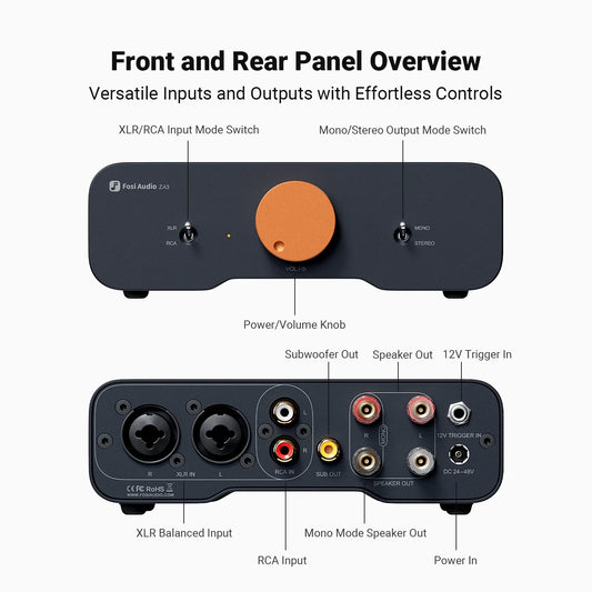 High-Power 48V Stereo Amp for Passive Bookshelf Speakers
