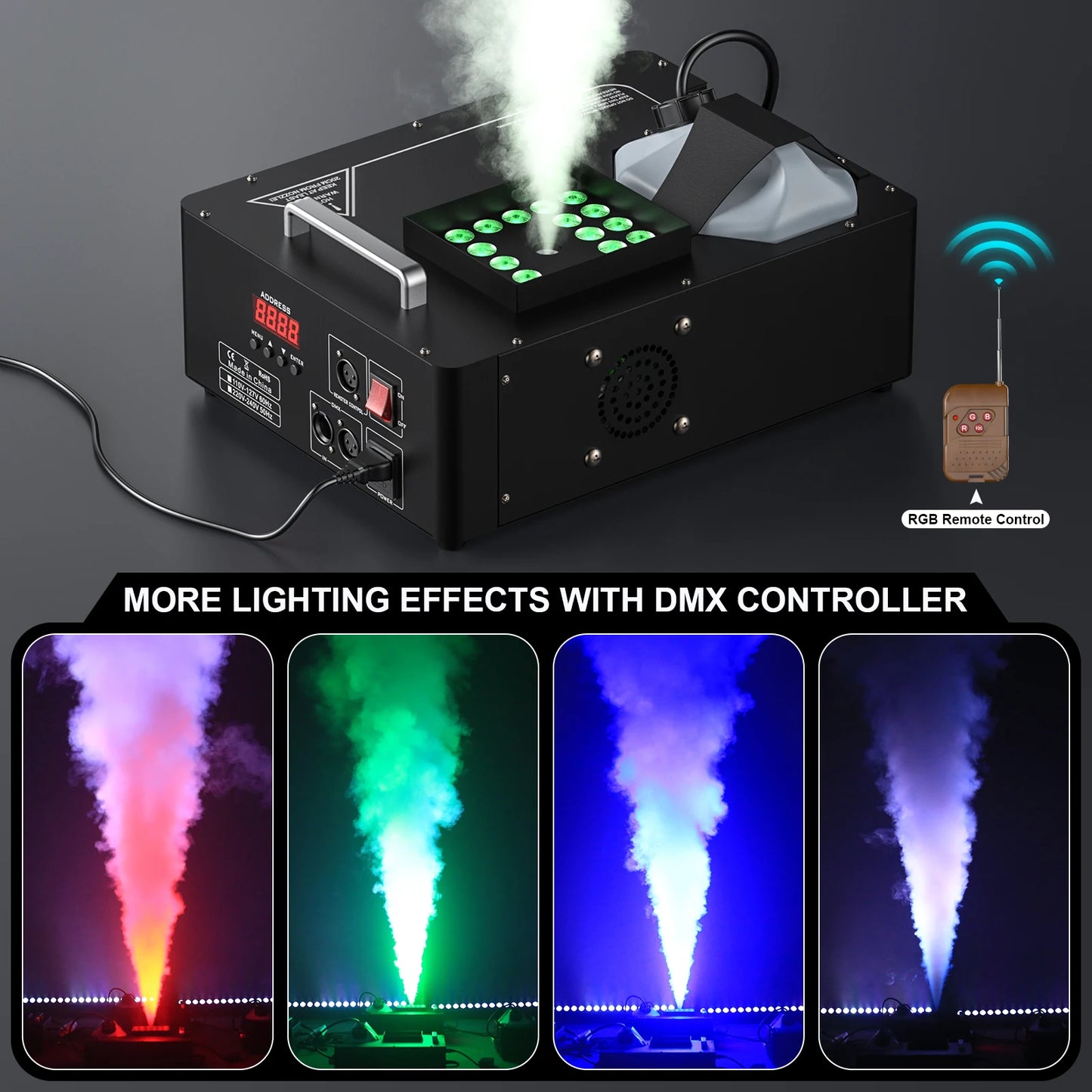1500W Fog Machine with RGB LED Stage Lighting