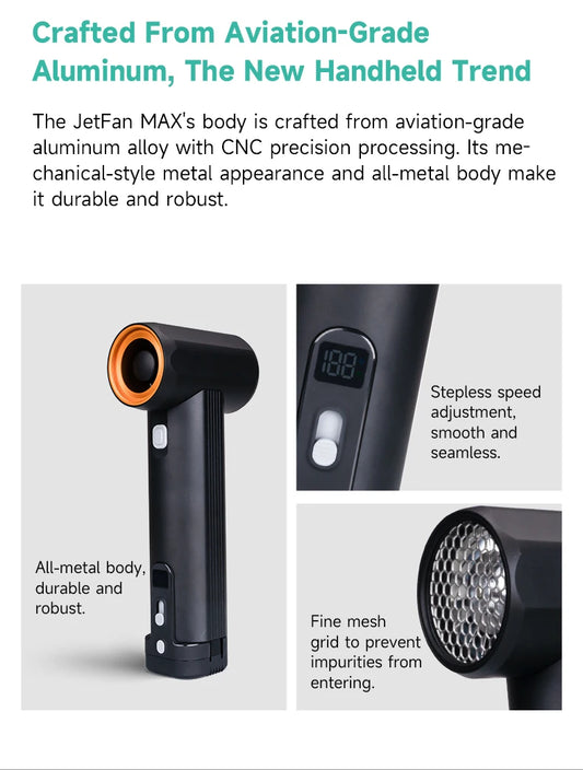 Portable Handheld Turbo Fan with Powerful High-Speed Airflow