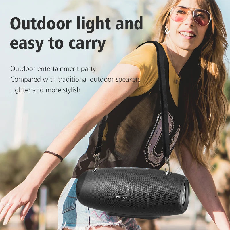 Portable Waterproof Wireless Speaker Blue with Strap 40H Playtime