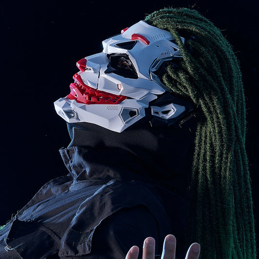 Halloween Cyberpunk Clown Mask with Braided Hair