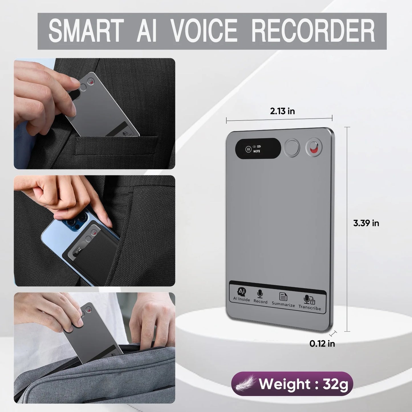 AI Voice Recorder 118 Languages Speech-to-Text Meeting Device