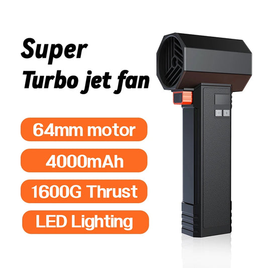 Powerful Handheld Turbo Fan with LED Light 64mm Brushless Motor