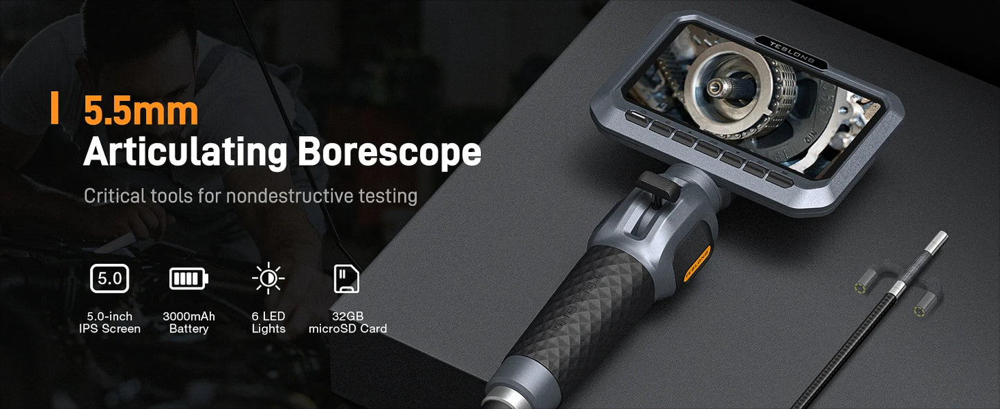 Two Way 420 Degree Articulating Borescope with Screen