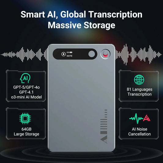 64GB AI Voice Recorder with Transcription and Summaries