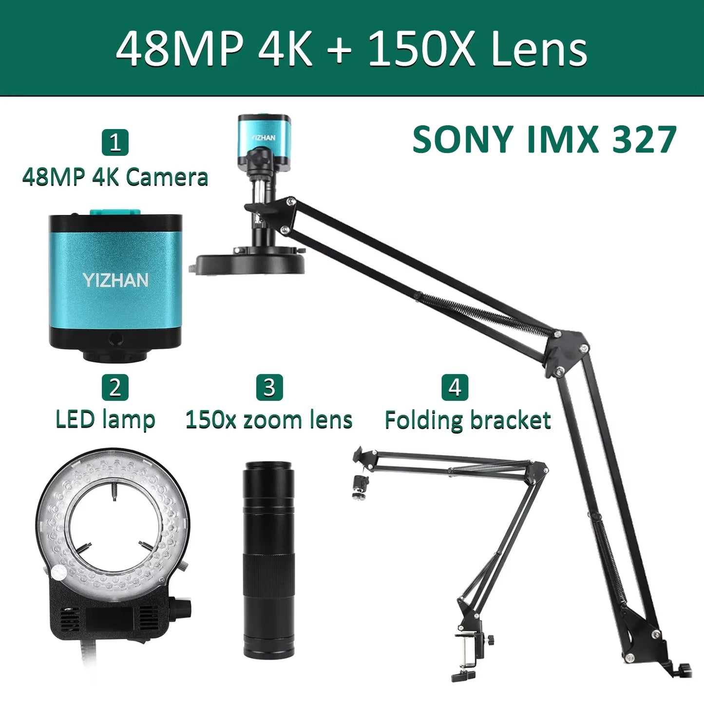 48MP PCB Soldering Digital Microscope with LED Light