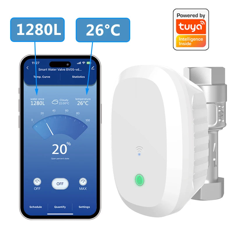 Smart WiFi DN20 Water Meter with Flow and Temperature Control