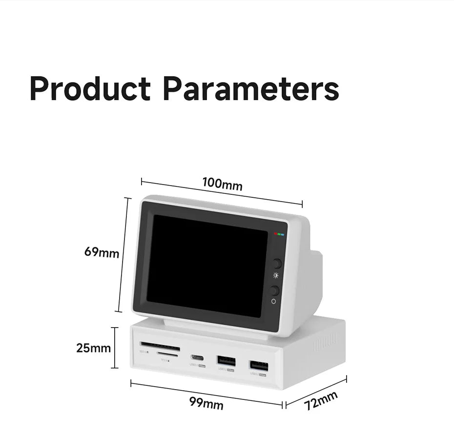 3.5 Inch IPS USB-C Mini Monitor CPU RAM HDD Display