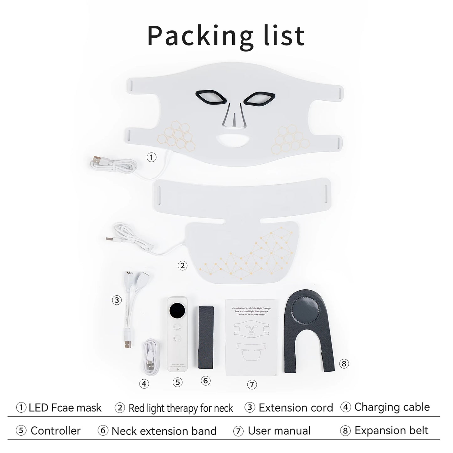 2 in 1 White LED Mask for Face and Neck
