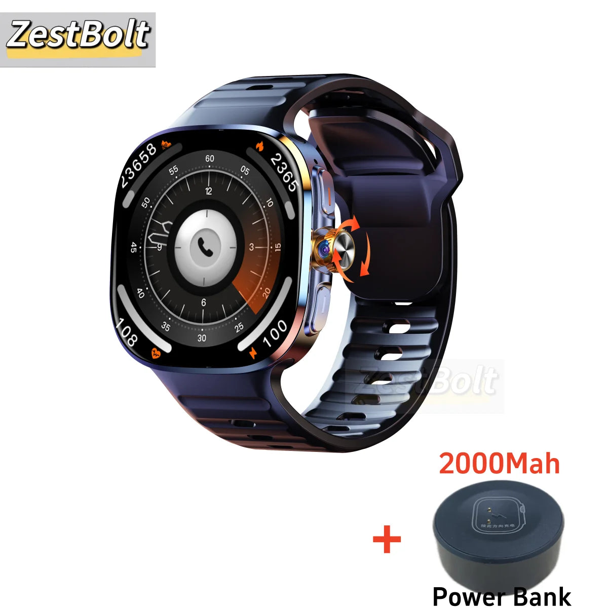 Smartwatch with Rotating Camera and 2100mAh Battery