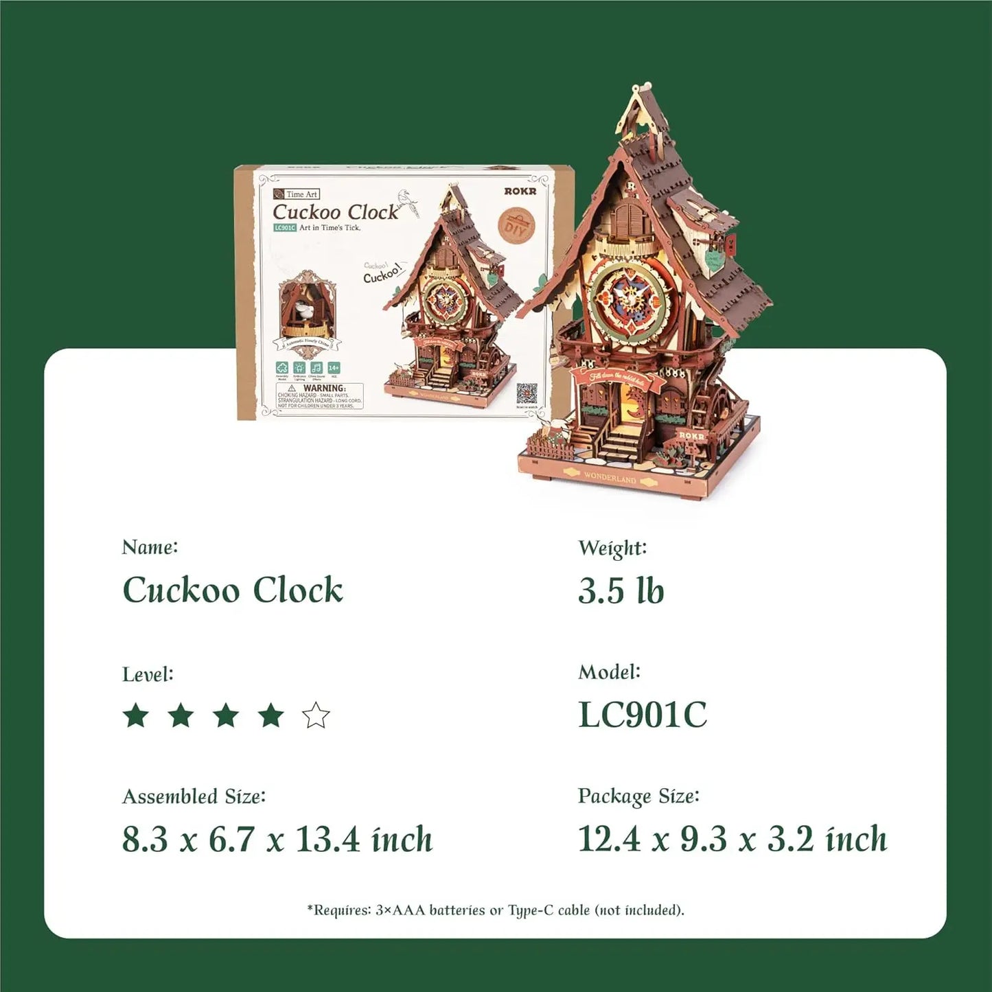DIY Black Forest Wooden Clock Model with Working Cuckoo