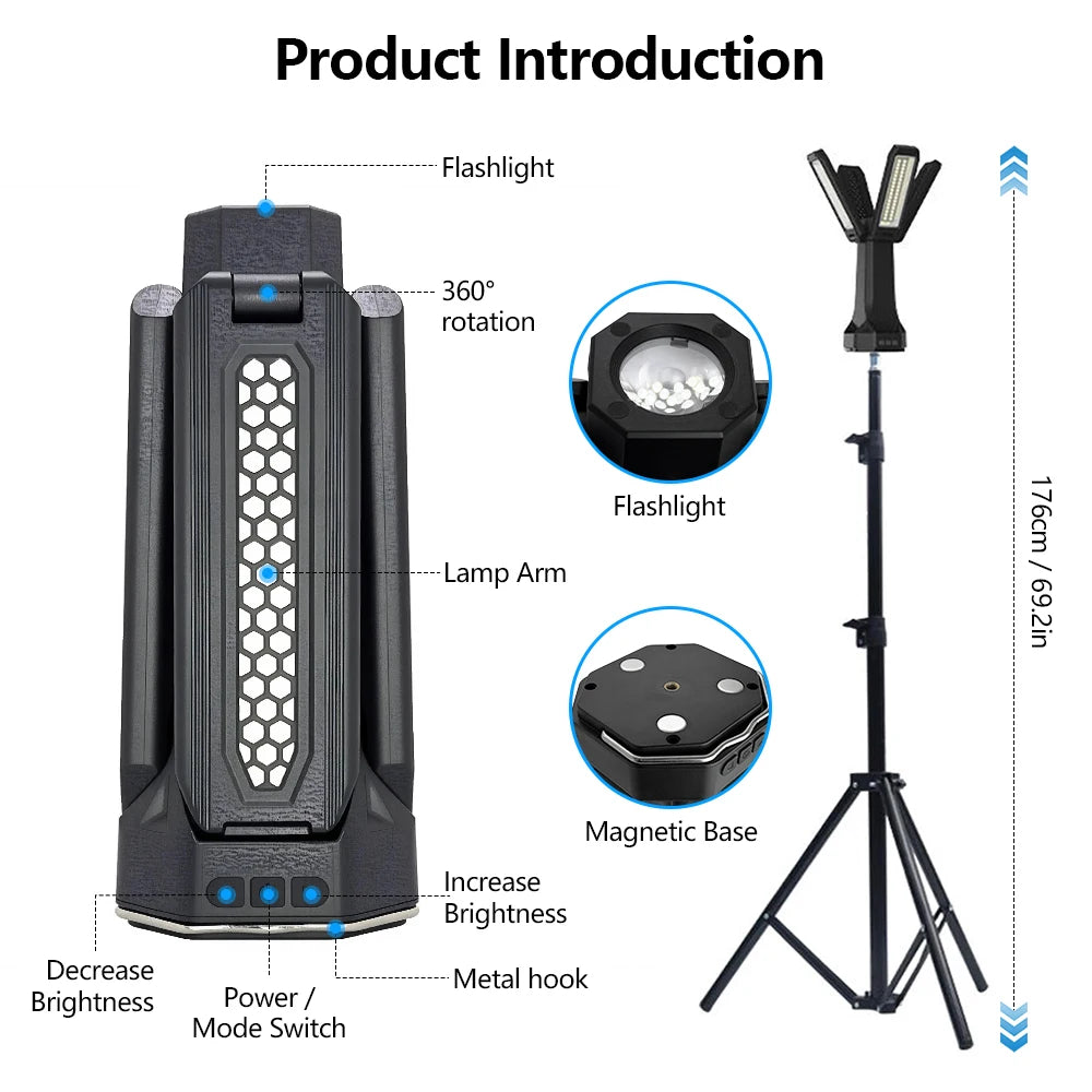 16000mAh Rechargeable Camping Light Telescopic LED Stand