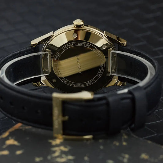 Retro Automatic Dress Watch with Gold Case and Black Dial
