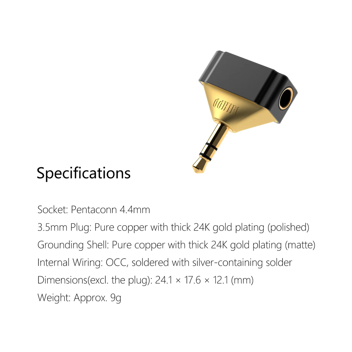 4.4mm to 3.5mm HiFi Audio Adapter 24K Gold Plated