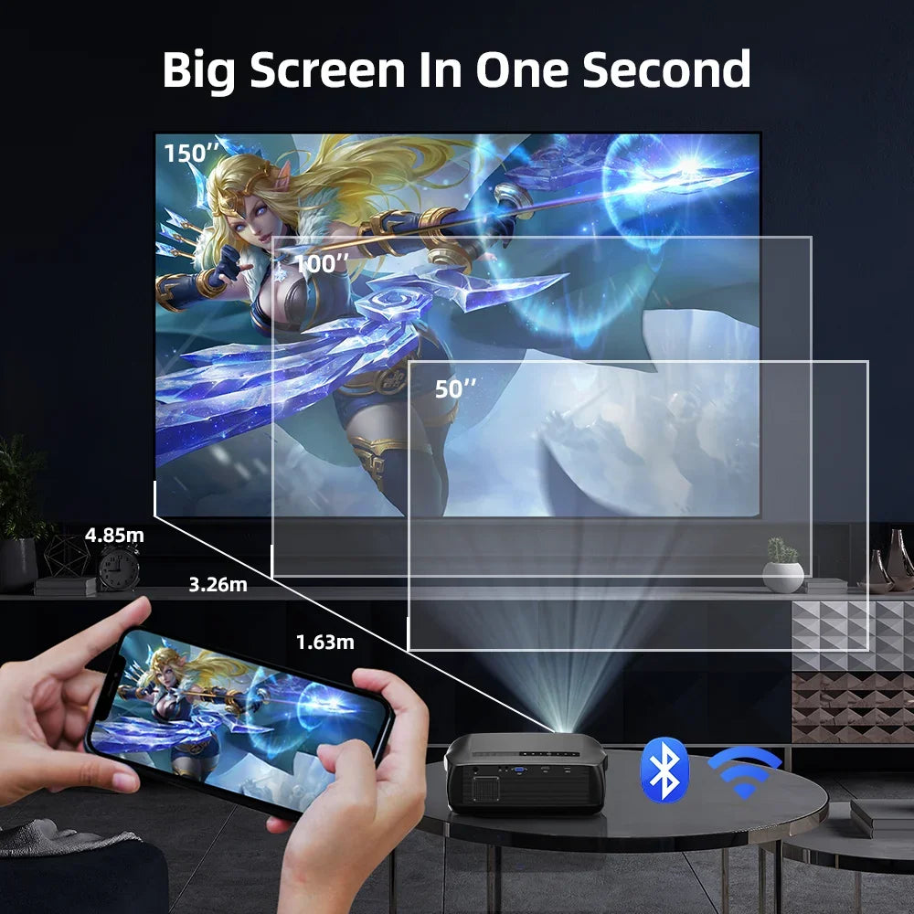 4K Smart Full HD Home Cinema Projector Black
