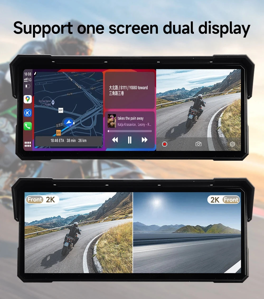 Portable 8.1″ 2K Motorcycle GPS Multimedia Display