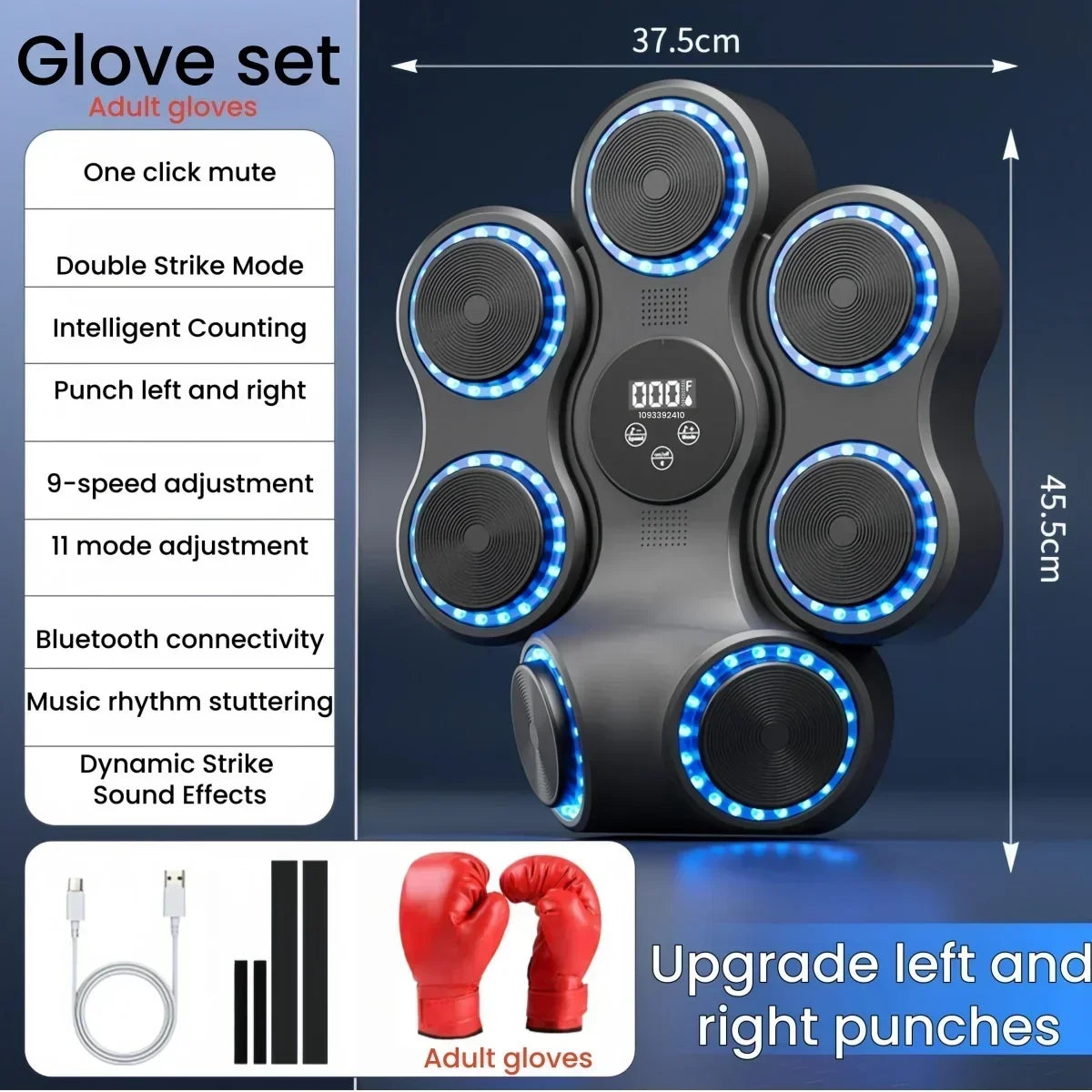 USB Rechargeable Music Boxing Wall Target with Gloves