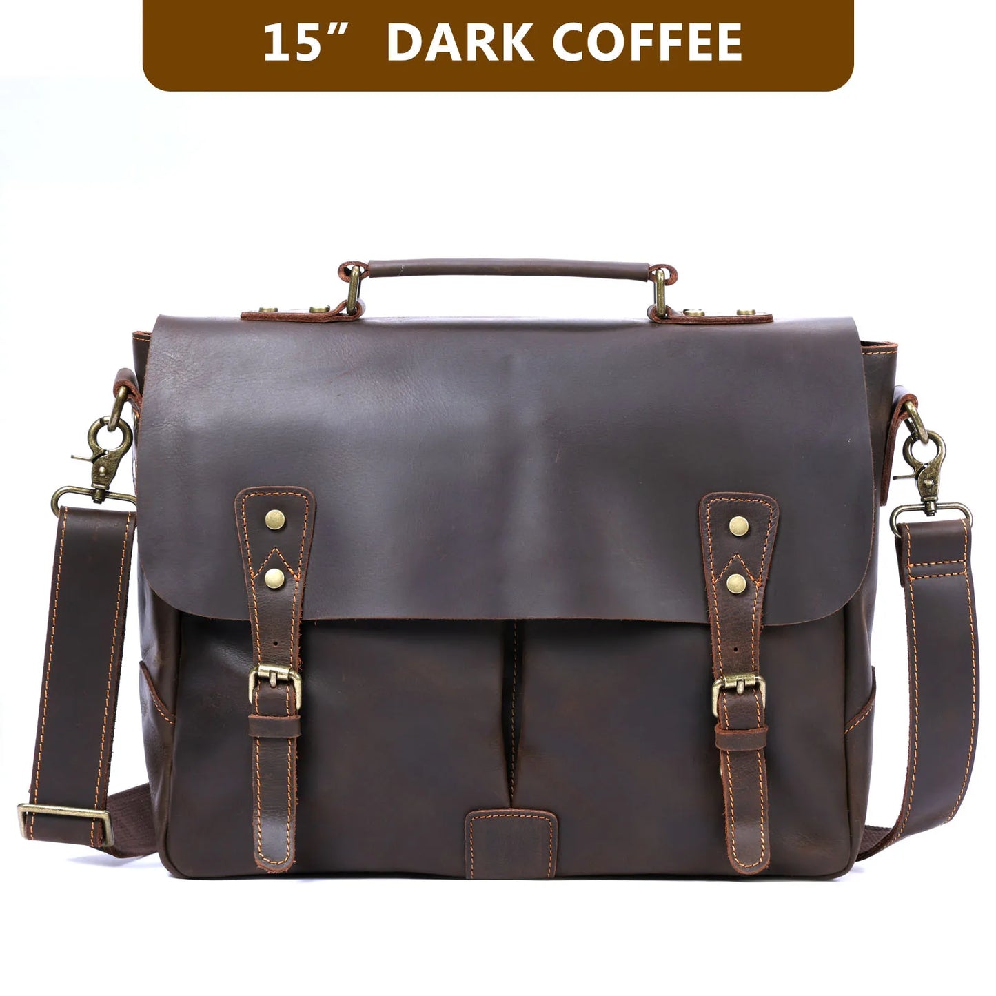 Retro 15" Cowhide Leather Work & Travel Bag