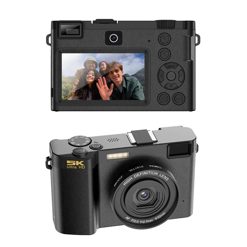 5K Digital Camera 64MP WiFi Wide Angle Vlog Recorder