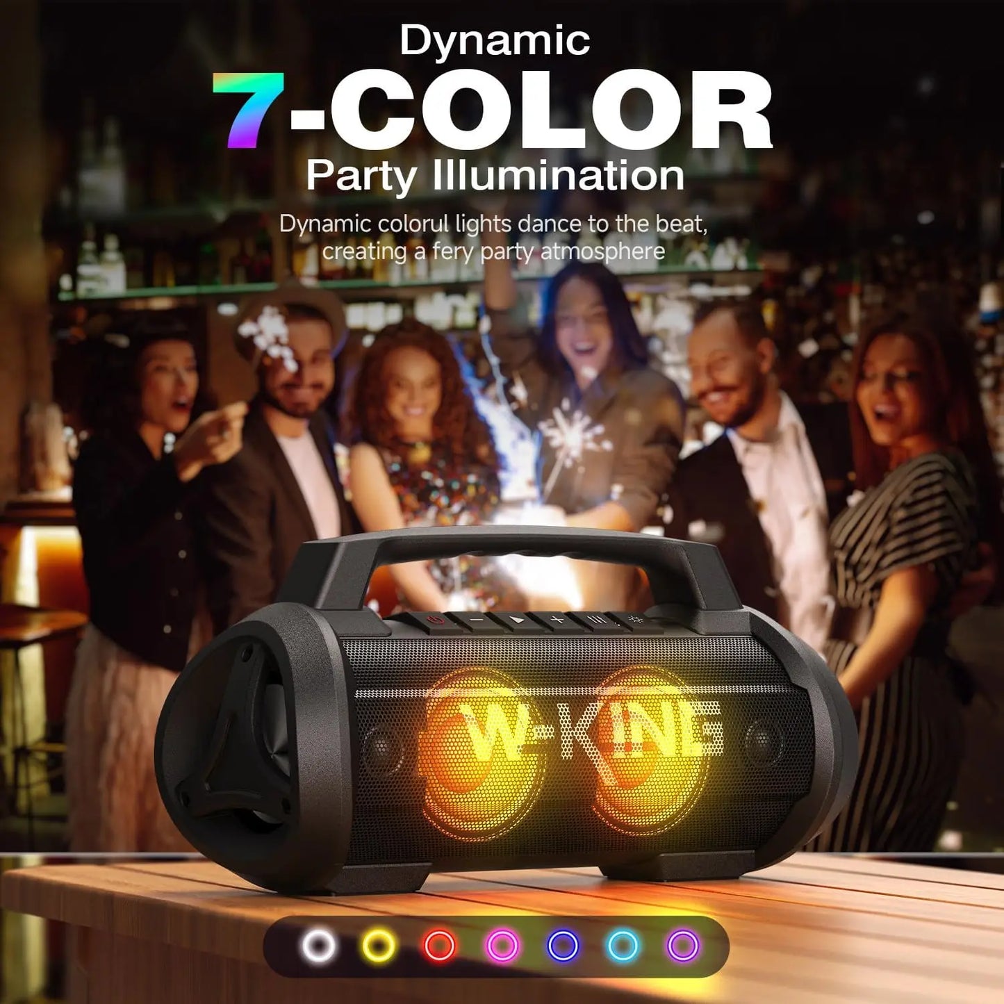 Portable Bluetooth Speaker 120W Waterproof with Dual Subwoofers
