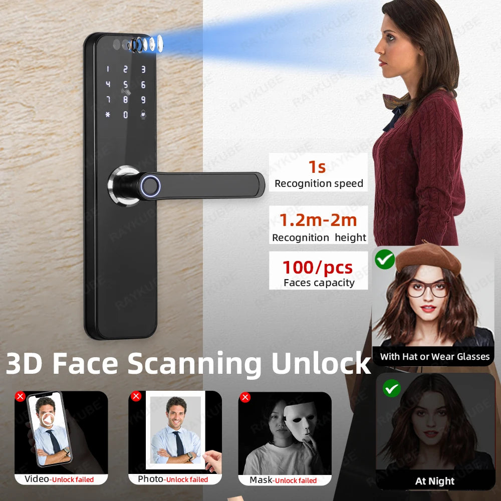 22x200 WiFi Door Lock with Screen & Rechargeable Battery