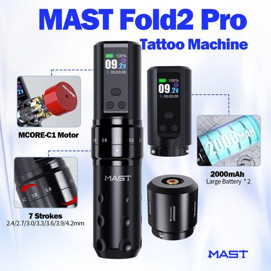 Cordless Tattoo Machine Kit Dual Batteries 7 Strokes