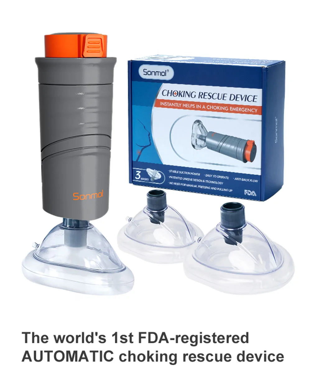 Portable Anti-Choking Rescue Device with 3 Mask Sizes