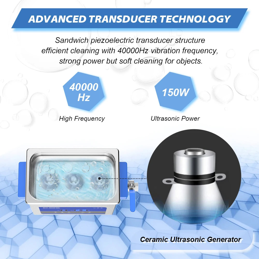 2L Digital Ultrasonic Cleaner with Adjustable Settings