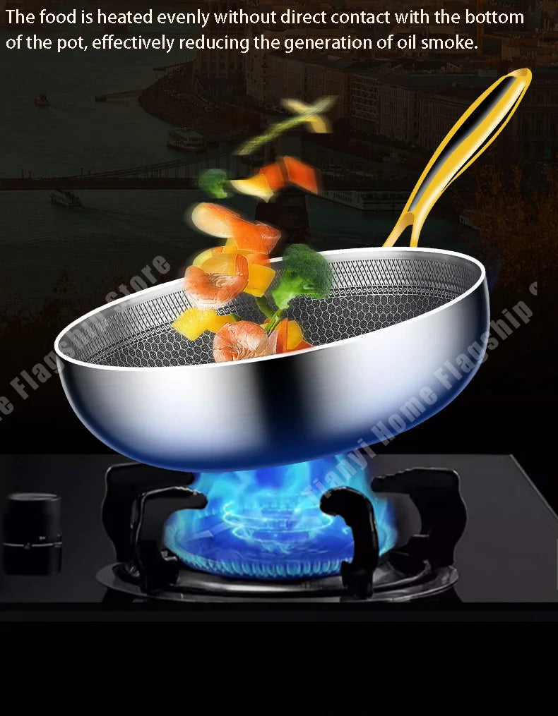 28cm 316 Stainless Steel Honeycomb Non-Stick Frying Pan