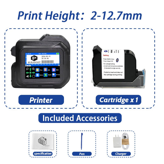 Portable Mini Inkjet Printer 2.8 Inch Touchscreen for Labels