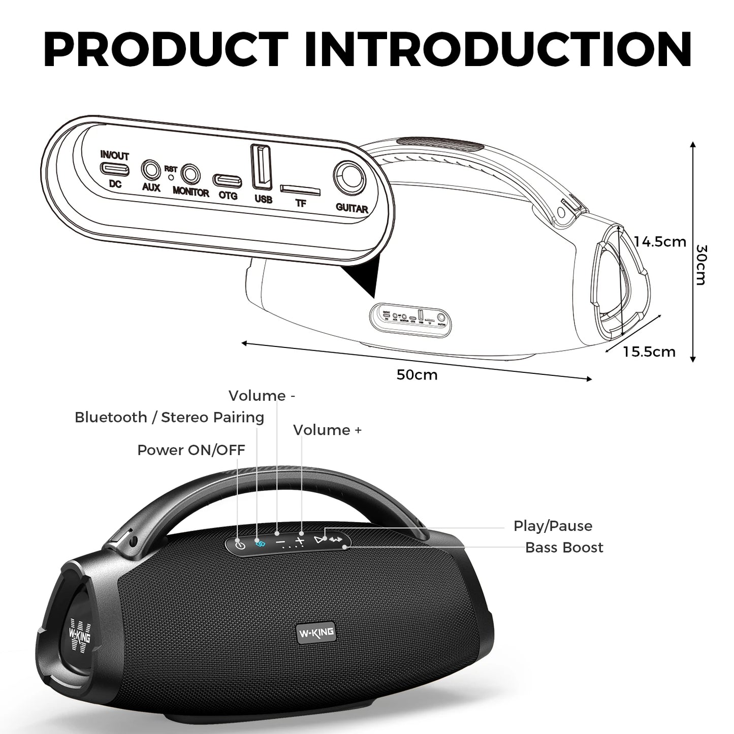 200W Portable Bluetooth Party Speaker with Dual Wireless Microphones