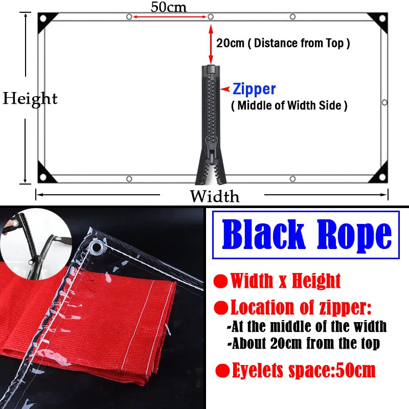 3x2m Black Rope Edge Pergola Tarp Transparent