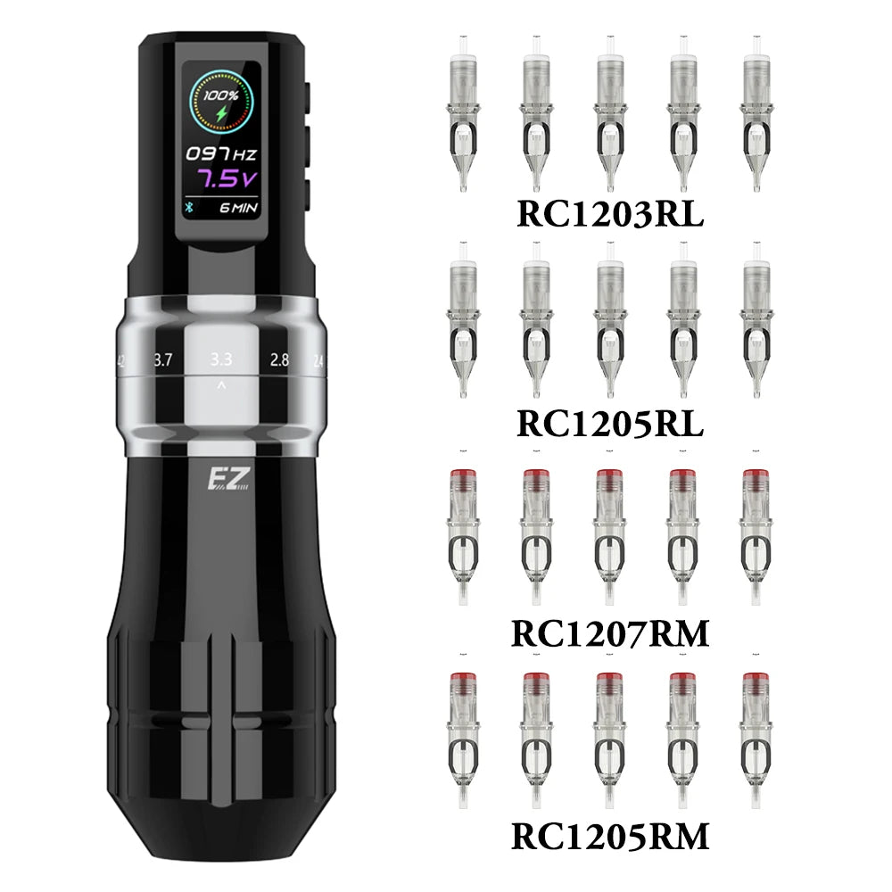 Portable Battery Tattoo Machine Pen 50pc Kit Gray