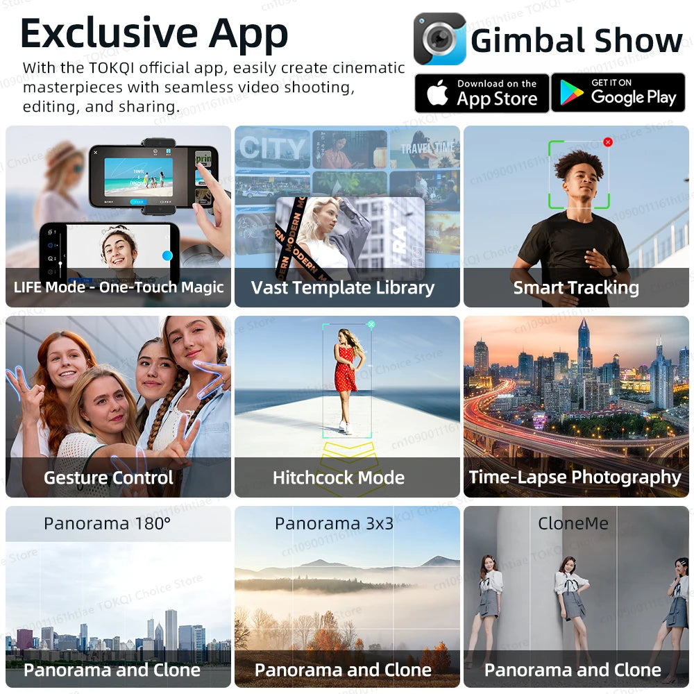 3-Axis Smartphone Gimbal Kit with Tripod and LED Light