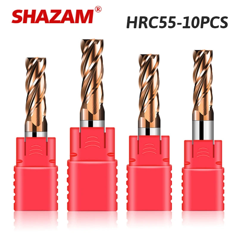 10PCS 4-Flute Tungsten Steel CNC End Mills