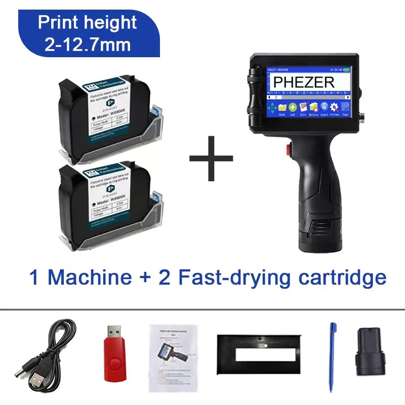 Handheld Dual Ink Label Printer 12.7mm With 2 Ink