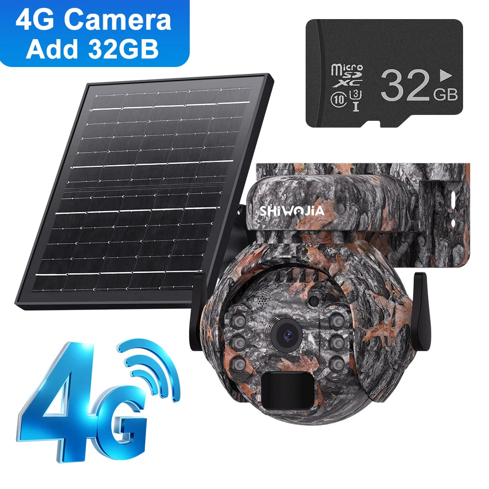 Wireless 5MP Solar Security Camera 4G AI PTZ 32GB