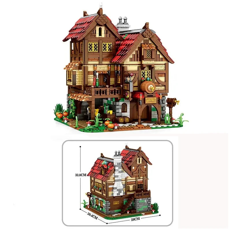 2868PCS Medieval Tavern Building Block Model Kit
