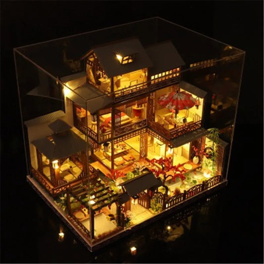 DIY Wooden Miniature Dollhouse Bookend with Dust Cover