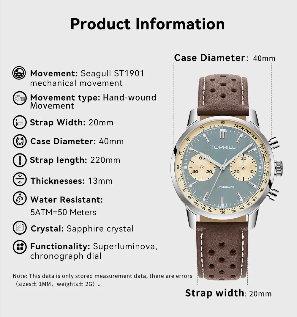 Pilot Chronograph Watch Sky Blue Military Edition