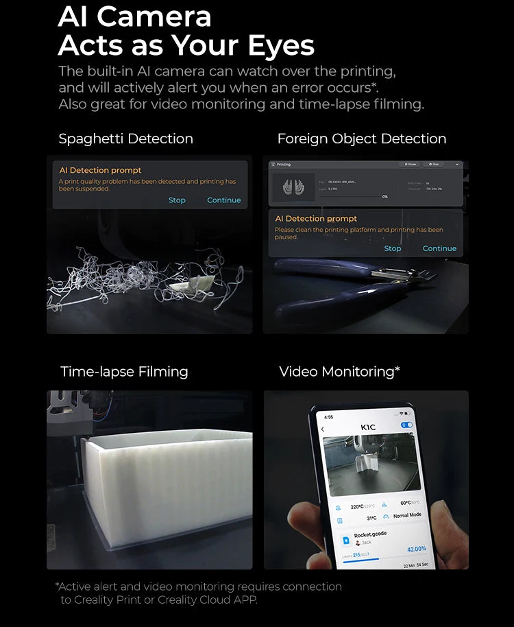 Upgraded 3D Printer 600mm/s with AI Camera