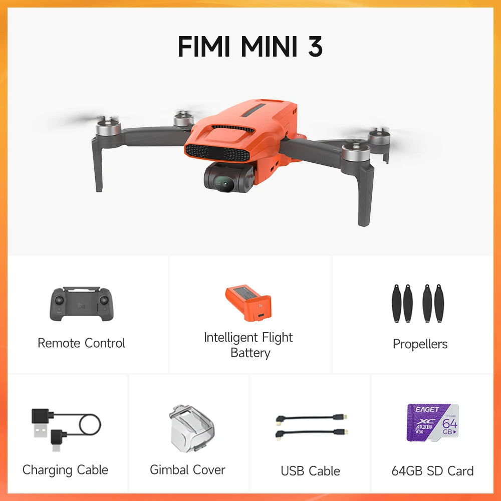 Portable 64GB Storage Mini 3 4K HDR Camera Drone
