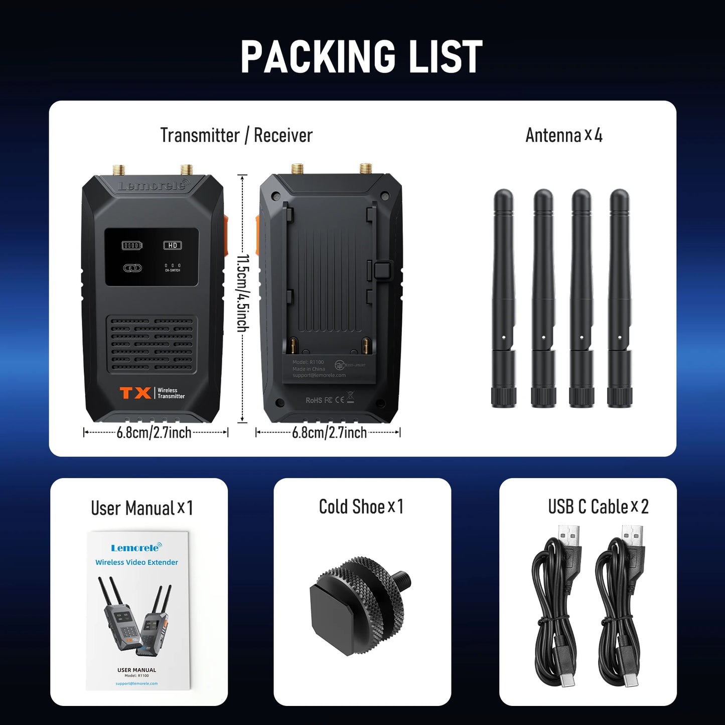 Wireless HDMI Transmitter and Receiver with 200m Range