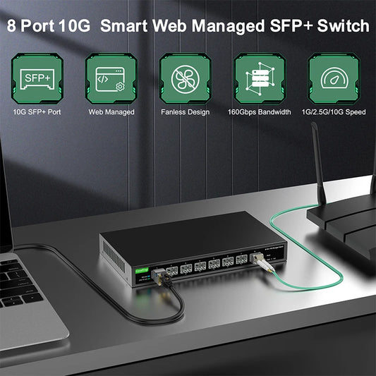 10Gb SFP+ Ethernet Switch 8 Port Smart Web Managed