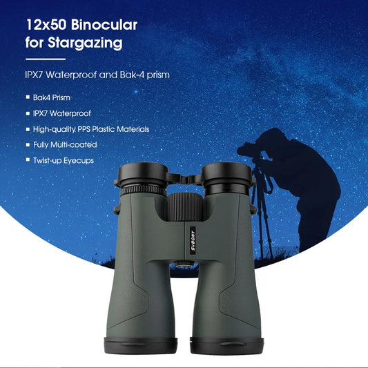 Professional 12x50 Binoculars IPX7 Waterproof for Camping & Stargazing